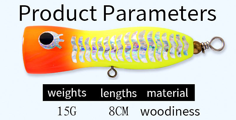 Wooden Popper Surface Lure, 15–30 g (0.5–1.1 oz) – product photo