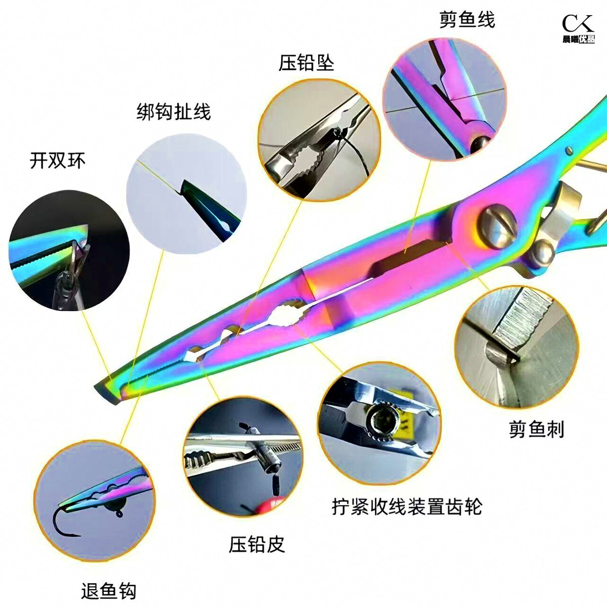 Stainless Steel Fishing Pliers with Line Cutter & Hook Remover – product photo