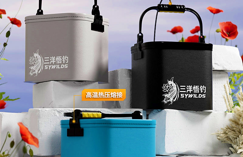 Folding Fishing Bucket with Water Rope, 5-13 L (1.3-3.4 gal) – product photo