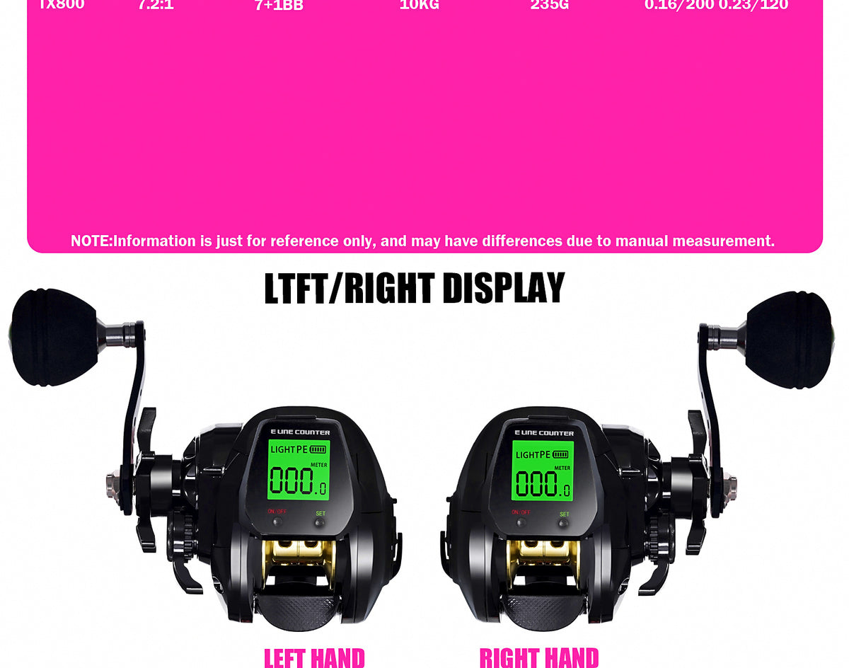 Digital Display Baitcasting Reel, USB Rechargeable, Depth Alarm – product photo