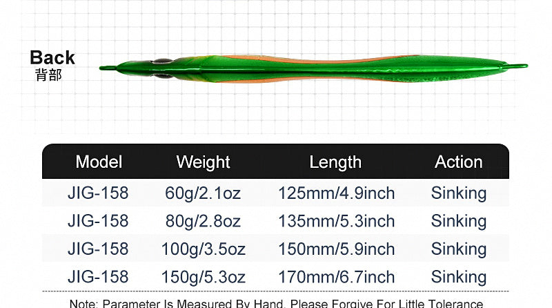 Glow Wing Metal Jig, 60–150 g (2.1–5.3 oz) – product photo