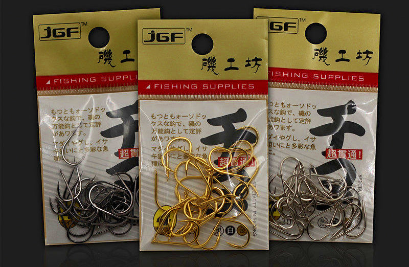 Senmata Barbed Hooks, Gold/Silver/Black, Sizes 1–6 – product photo