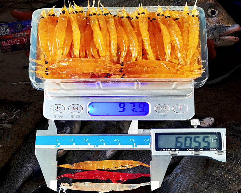 Shrimp Fishing Bait, Yellow / Red / Natural, 3L & 2LL – product photo