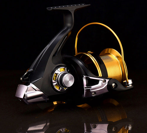 Long Cast Spinning Reel, 12+1 Bearings, Black Gold, 8000-12000 – product photo