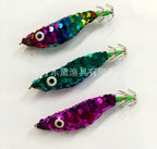 Glow Squid Jig, Big Eye Shrimp Cloth Wrap, Assorted Colors – product photo