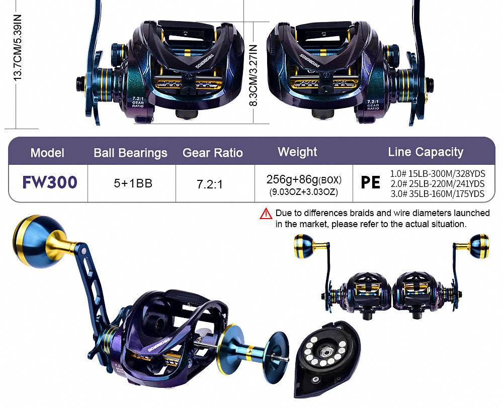 Slow Pitch Jigging Reel, Wide Body Deep Spool, Left/Right – product photo
