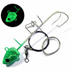 Glow Barbed Double Hooks for Boat Fishing, Sizes 4-15