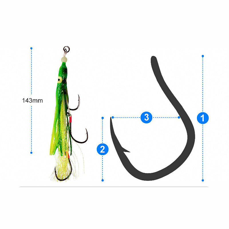 Squid Jig Hooks, Sizes 6/0 and 8/0, 2 or 5 Pack