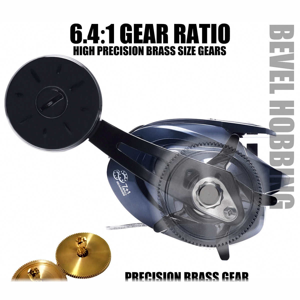 All-Metal Baitcasting Reel, Wide Body Gray, Left/Right Hand
