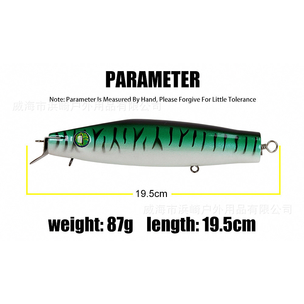 Wooden Minnow Trolling Lure with Diving Lip, 87 g (3.1 oz)