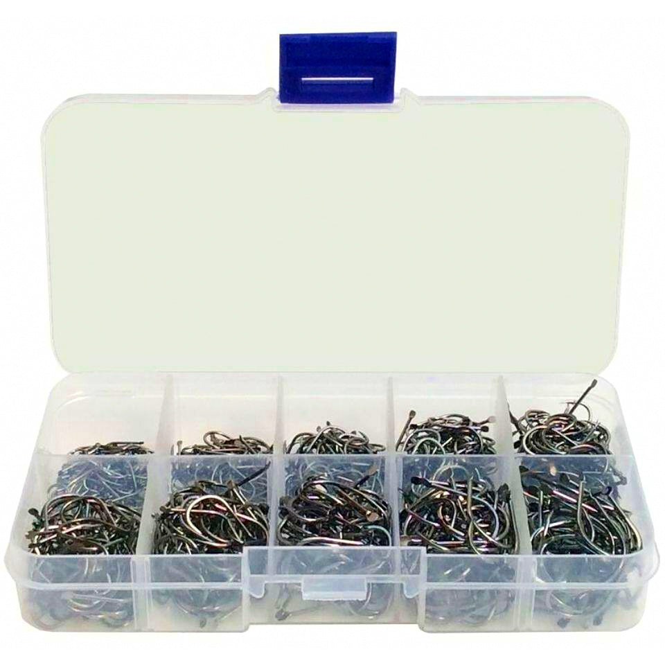 Iseni Style Barbed Eyed Hooks, Assorted Box, 100–600 pcs