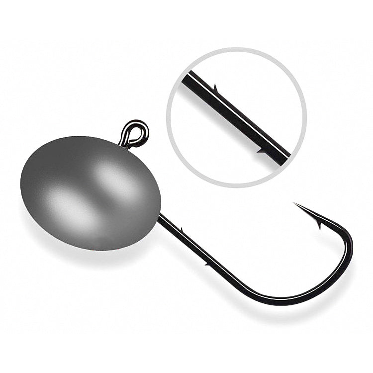Egg Head Jig Head Hooks, Black Barbed, 3.5–7 g (0.12–0.25 oz)