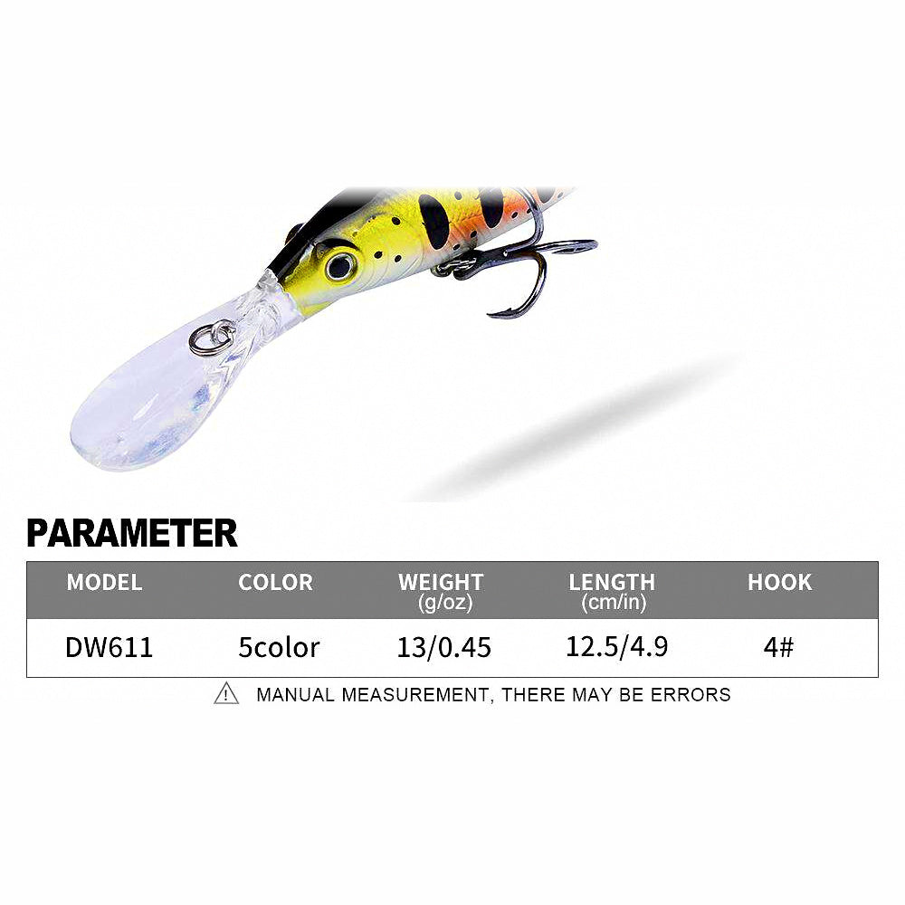 Floating Long-Lip Minnow Lure, 12.5 cm (4.9 in) 13 g (0.46 oz)
