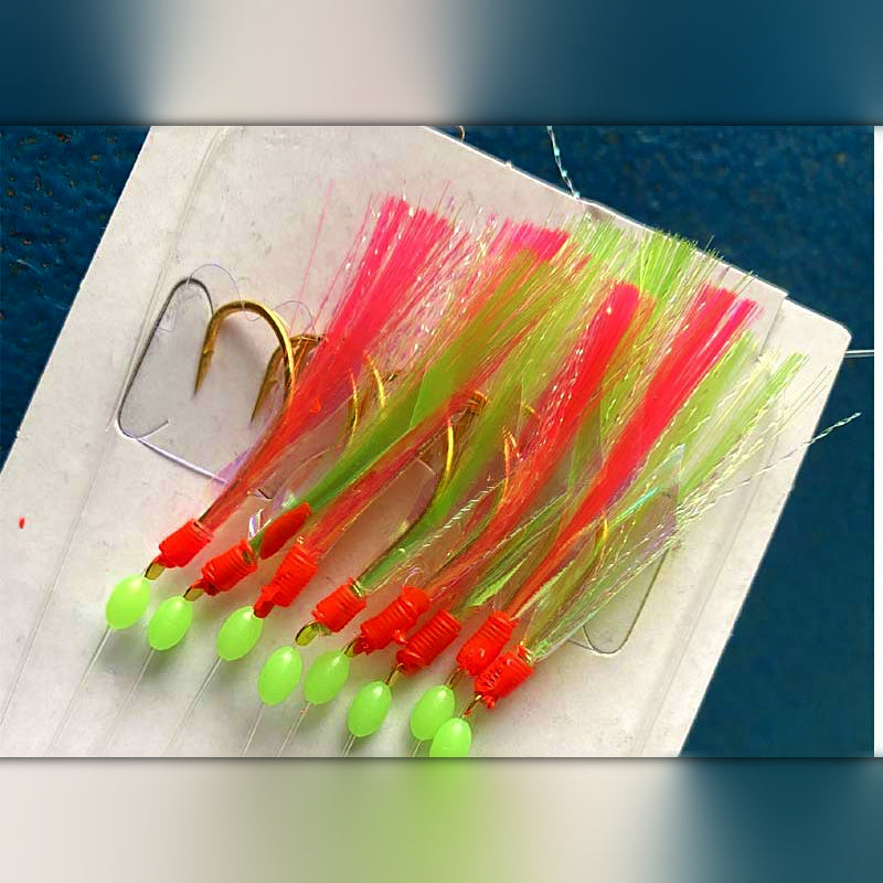 Fish Skin Sabiki Bait Rig, Size 8–24, Barbed Hooks