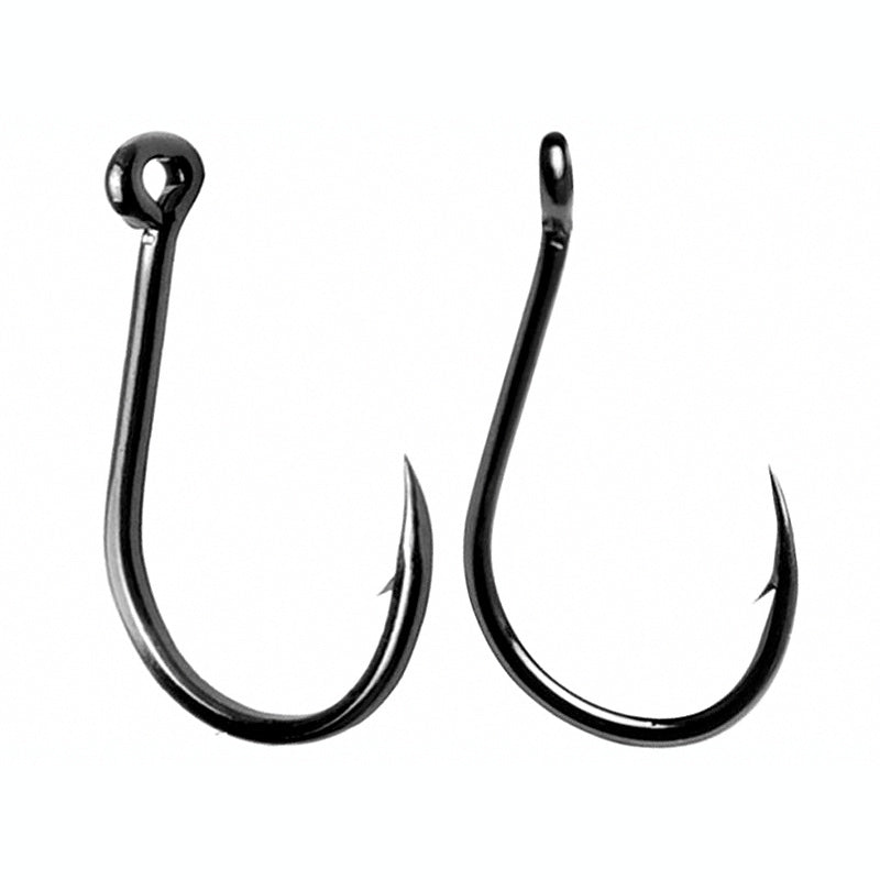 Black Barbed Eyed Hooks, Senmata Style, Boxed, Sizes #0.3–#12