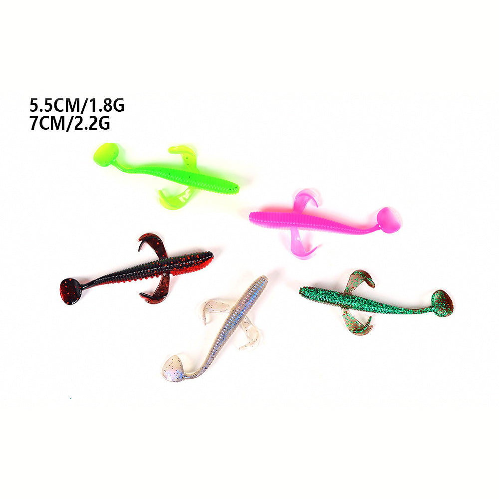 Floating T-Tail Soft Bait with Jig Head Hook, 5.5 & 7 cm