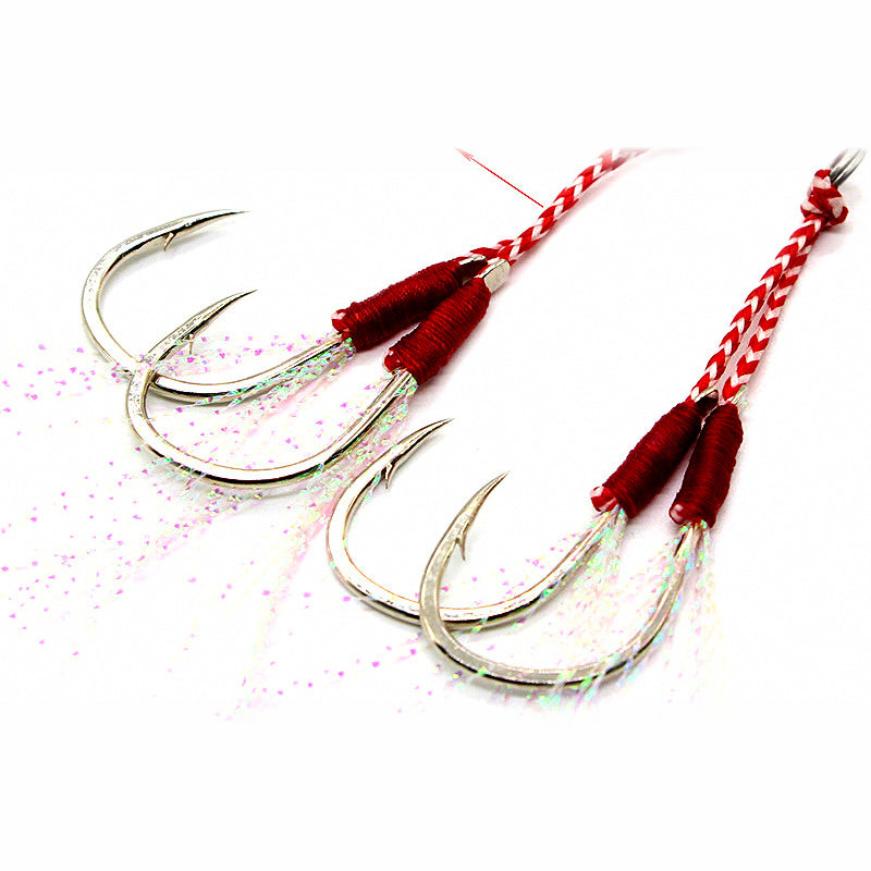 Dressed Jig Hooks, Single or Double, Silver or Black