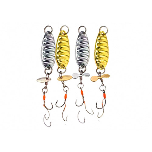 Double Hook Spoon Lure, 3.5–7 g (0.12–0.25 oz), Gold/Silver