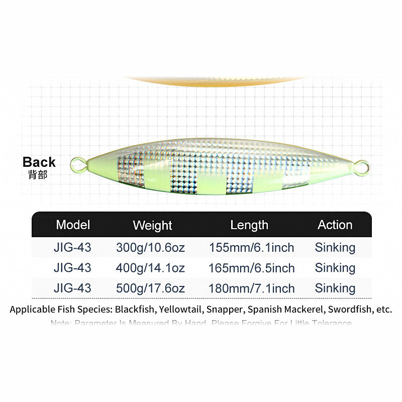 Deep Sea Slow Pitch Jig, 300–500 g (10.6–17.6 oz)