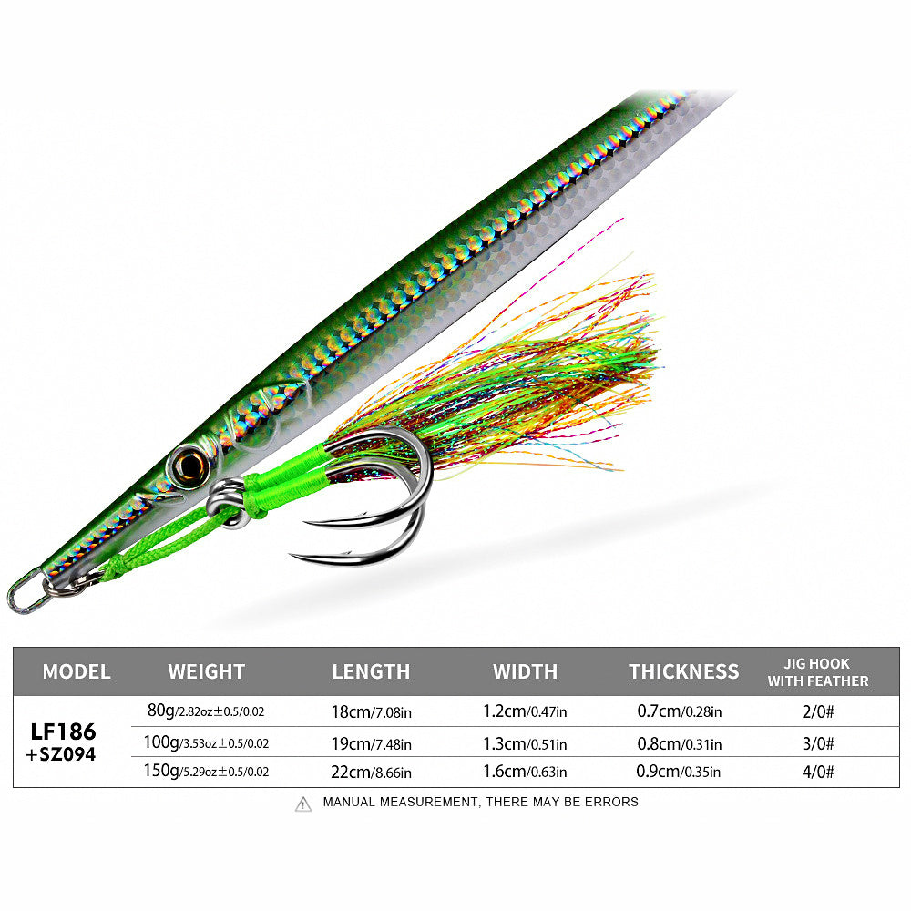 Speed Jig, 80–150 g (2.8–5.3 oz), Bare or With Hooks
