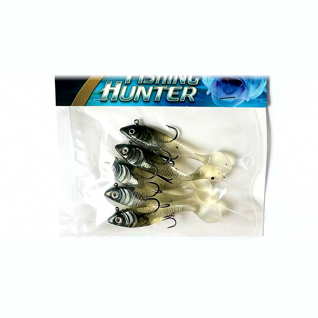 T-Tail Soft Swimbait, Pre-Rigged Lead Head, 3 or 5 Pack