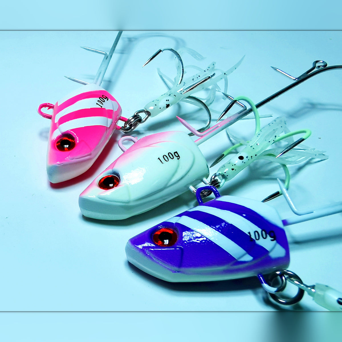 Glow Metal Jig with Hooks, 60-100 g (2.1-3.5 oz)