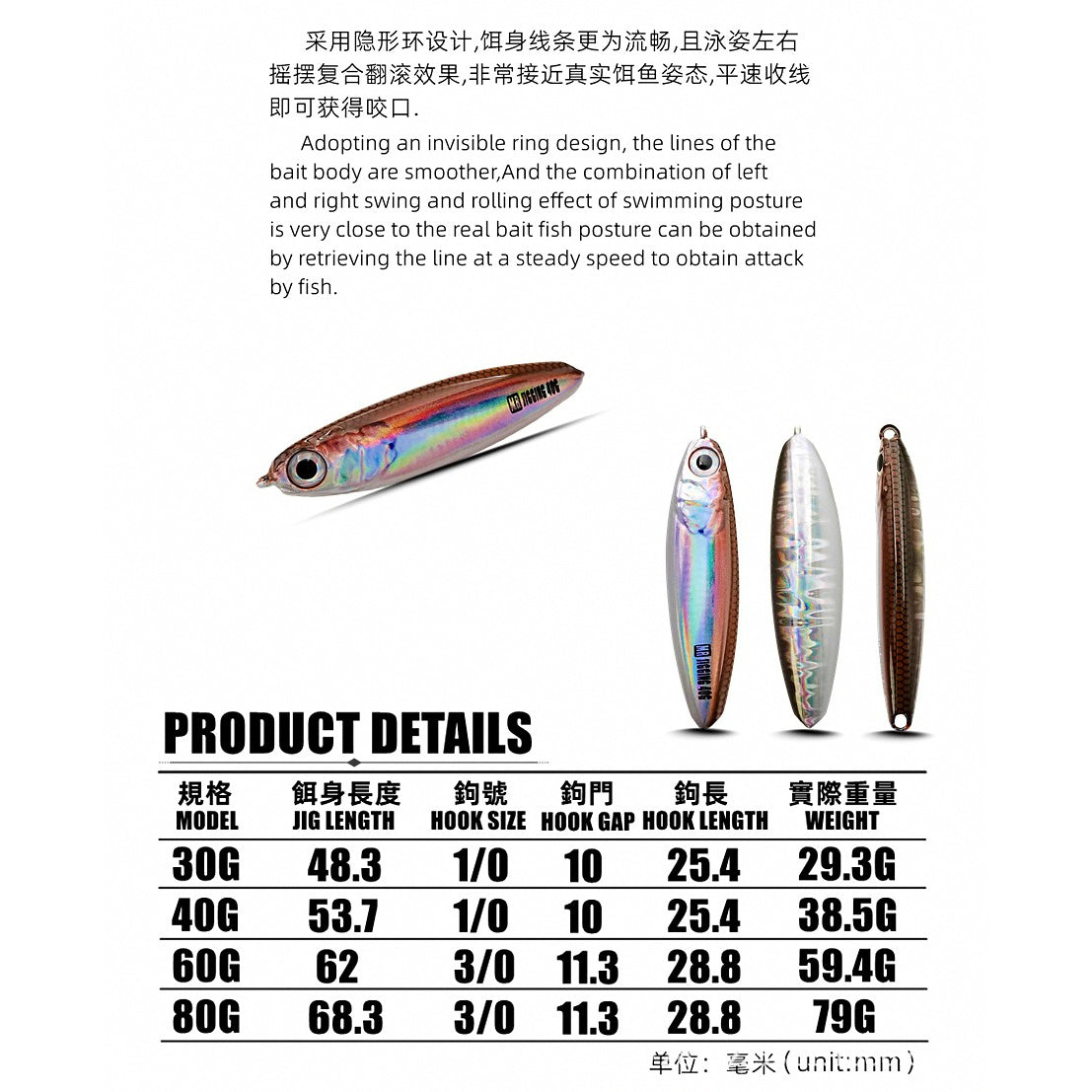 Short Chunky Metal Jig, 10–120 g (0.4–4.2 oz)