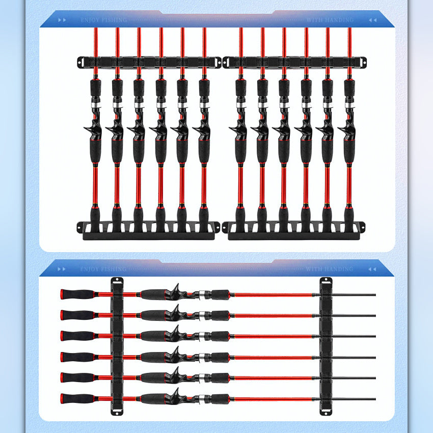 Wall Mount Fishing Rod Holder Rack, 6-Slot ABS