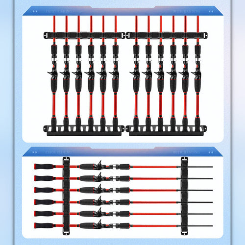 Wall Mount Fishing Rod Holder Rack, 6-Slot ABS