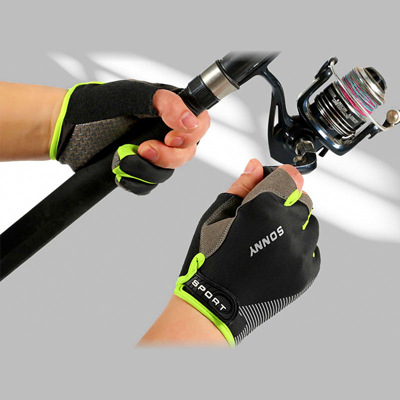 Half-Finger Fishing Gloves, Quick-Dry Sun Protection, One Size