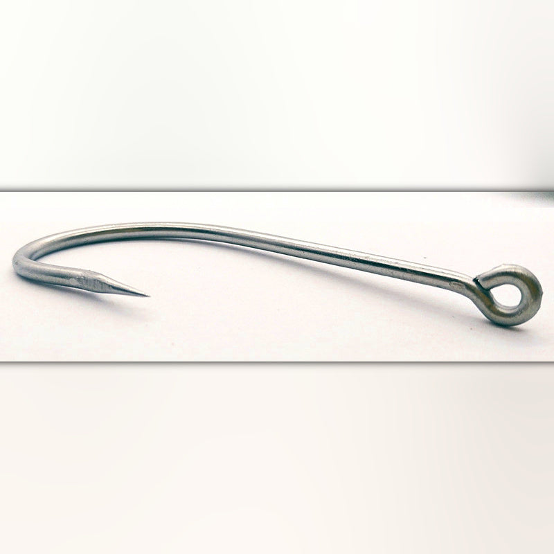 Stainless Steel Long Shank Barbed Eyed Hooks, Size 1-10