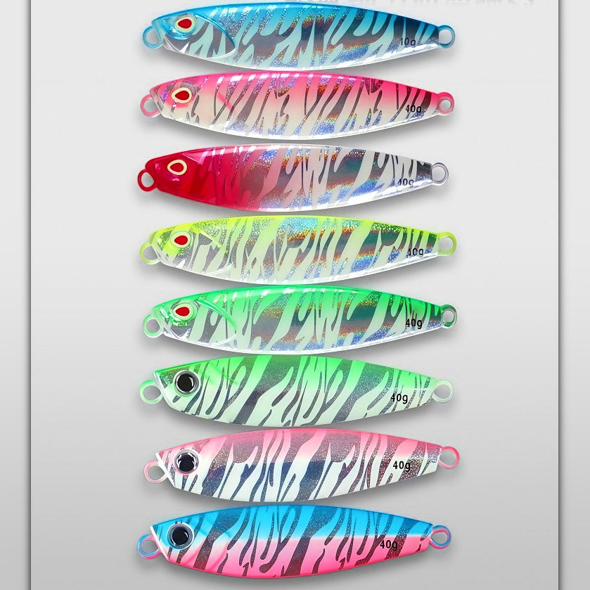 Glow Tiger Stripe Metal Jig, Double Hook, 30–80 g (1.1–2.8 oz)