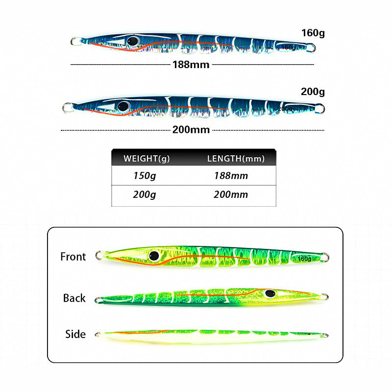 Metal Jig with Feather Tail, 160-200 g (5.6-7.1 oz)