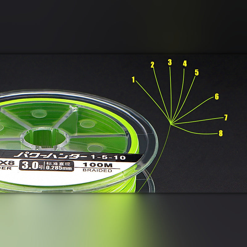 8-Strand PE Braided Fishing Line, 100–150 m, PE 0.6–6.0