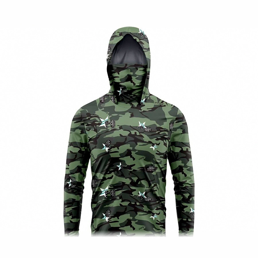 Men's Hooded Sun Fishing Shirt with Face Mask, Quick-Dry