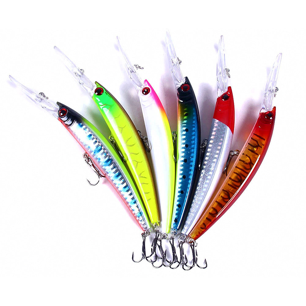 Long Lip Deep Diving Minnow Plug, 15 cm, 15 g (0.5 oz)