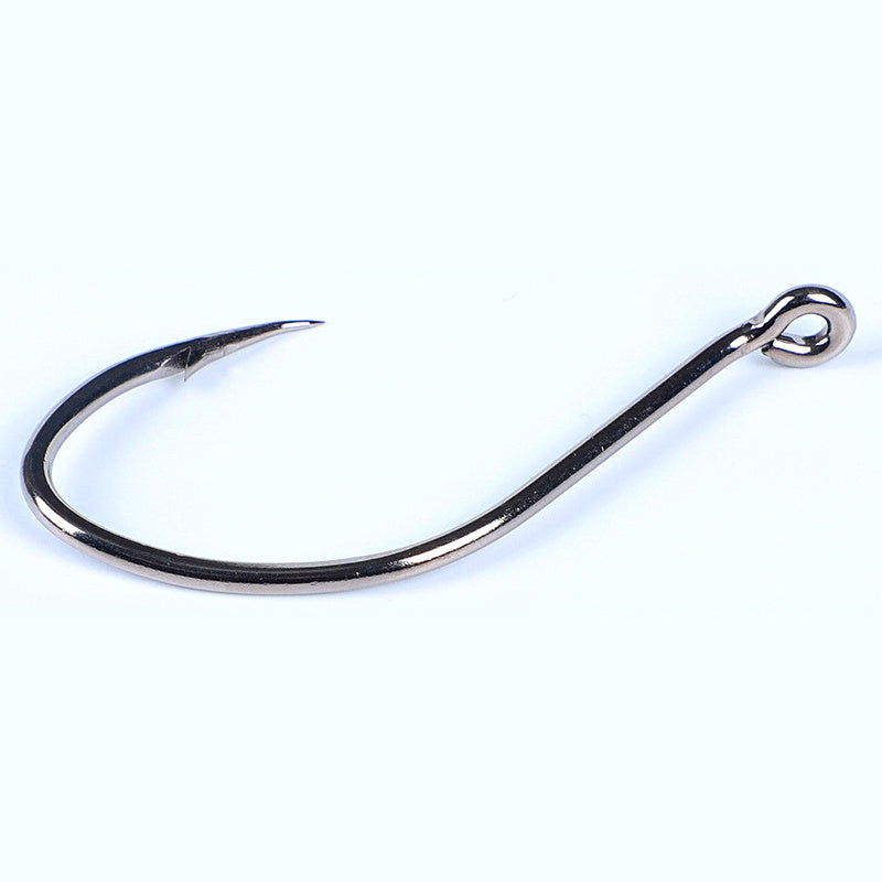 Offset Live Bait Hook, Size 6/0, Long Shank, Silver