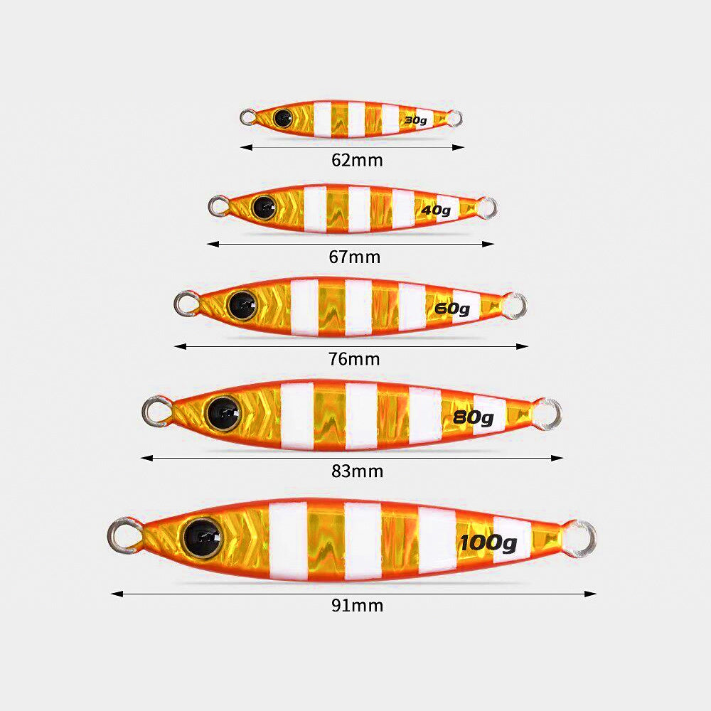 Glow Metal Jig with Single Hook, 30–100 g (1.1–3.5 oz)