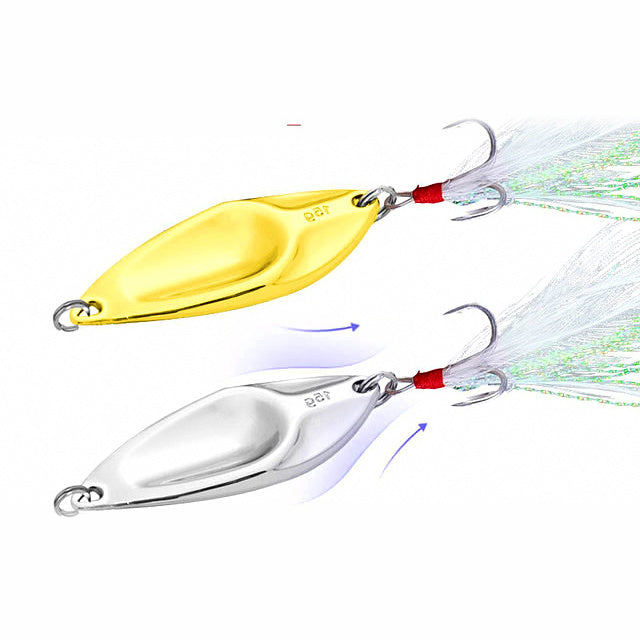 Metal Casting Spoon Lure, 3–20 g (0.11–0.71 oz), Gold or Silver
