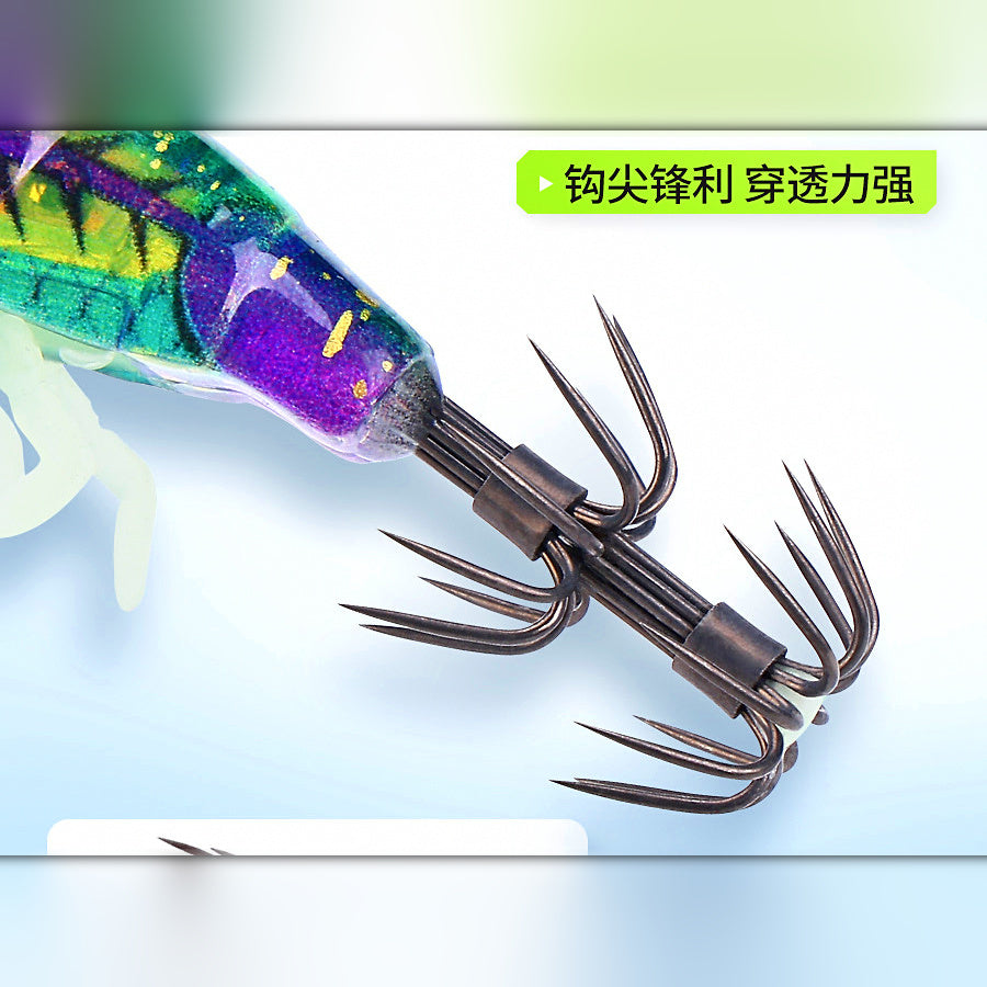 Shrimp Squid Jig, 10 cm (3.9 in) 11.5 g (0.4 oz), Double Umbrella Hook