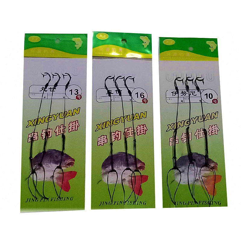 3-Hook Bait Rig, Iseni & Maruseisa Barbed Hooks, Sizes 3-19