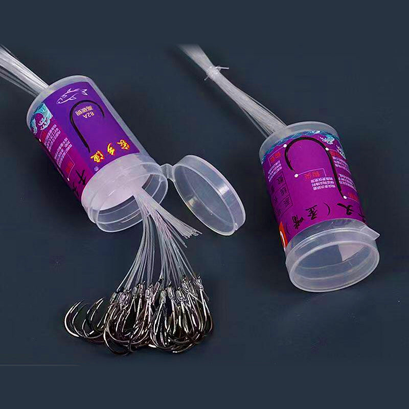 Pre-Tied Long Shank Barbed Hook Sets, 30–40 per Tub