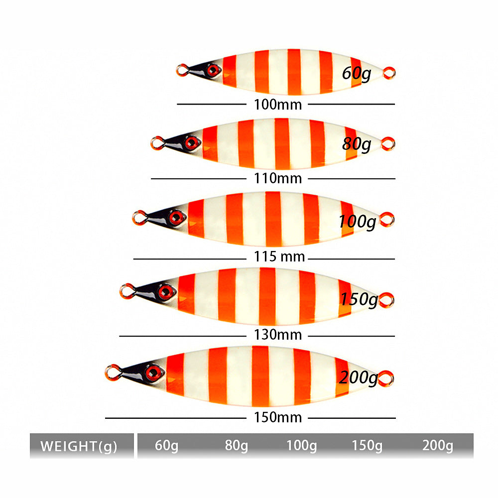 Glow Slow Pitch Jig with 3D Eyes, 60–200 g (2.1–7.1 oz)
