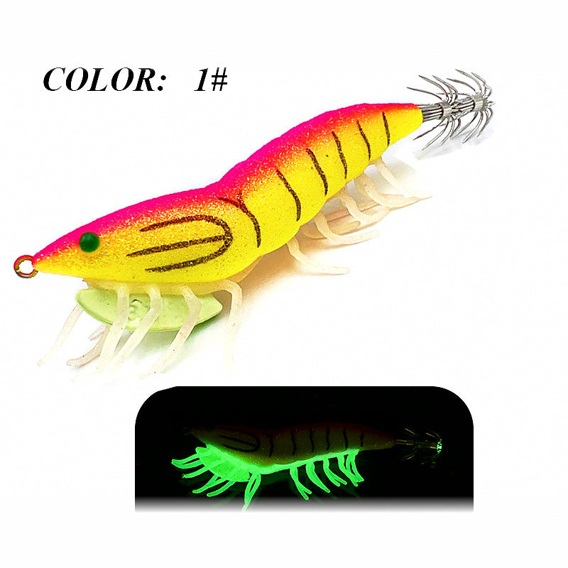 Glow Squid Jig with Rattle, Shrimp Style, Size 3.0 / 3.5