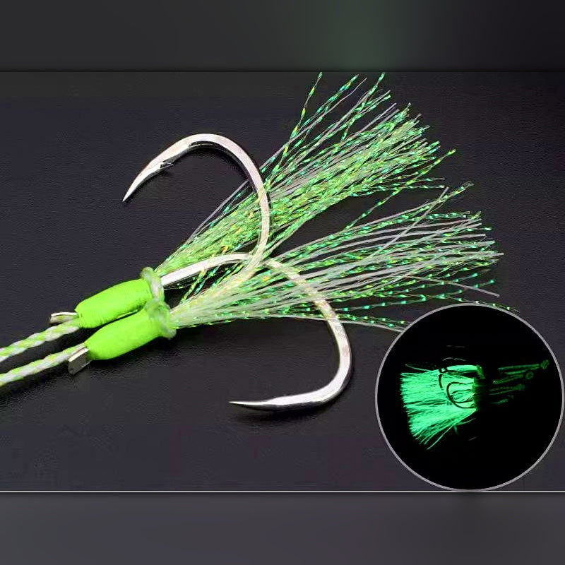 Glow Soft Wire Jig Assist Hooks, Single & Double, 1/0–4/0