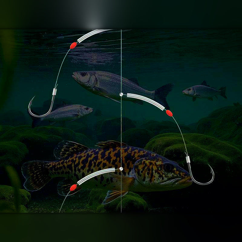 3-Hook String Hook Rig, Anti-Tangle Sleeve, 6-Pack