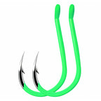 Glow Green Tubed Barbed Hooks, Bulk Pack, Size 0.8–14
