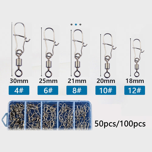 Swivel & Snap Assortment, Steel, 50 or 100 pcs Box