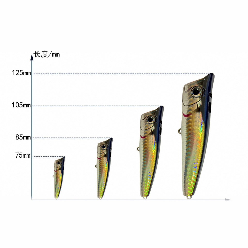 Topwater Walk-the-Dog Popper Lure, 8.5 g (0.3 oz) & 15 g (0.5 oz)