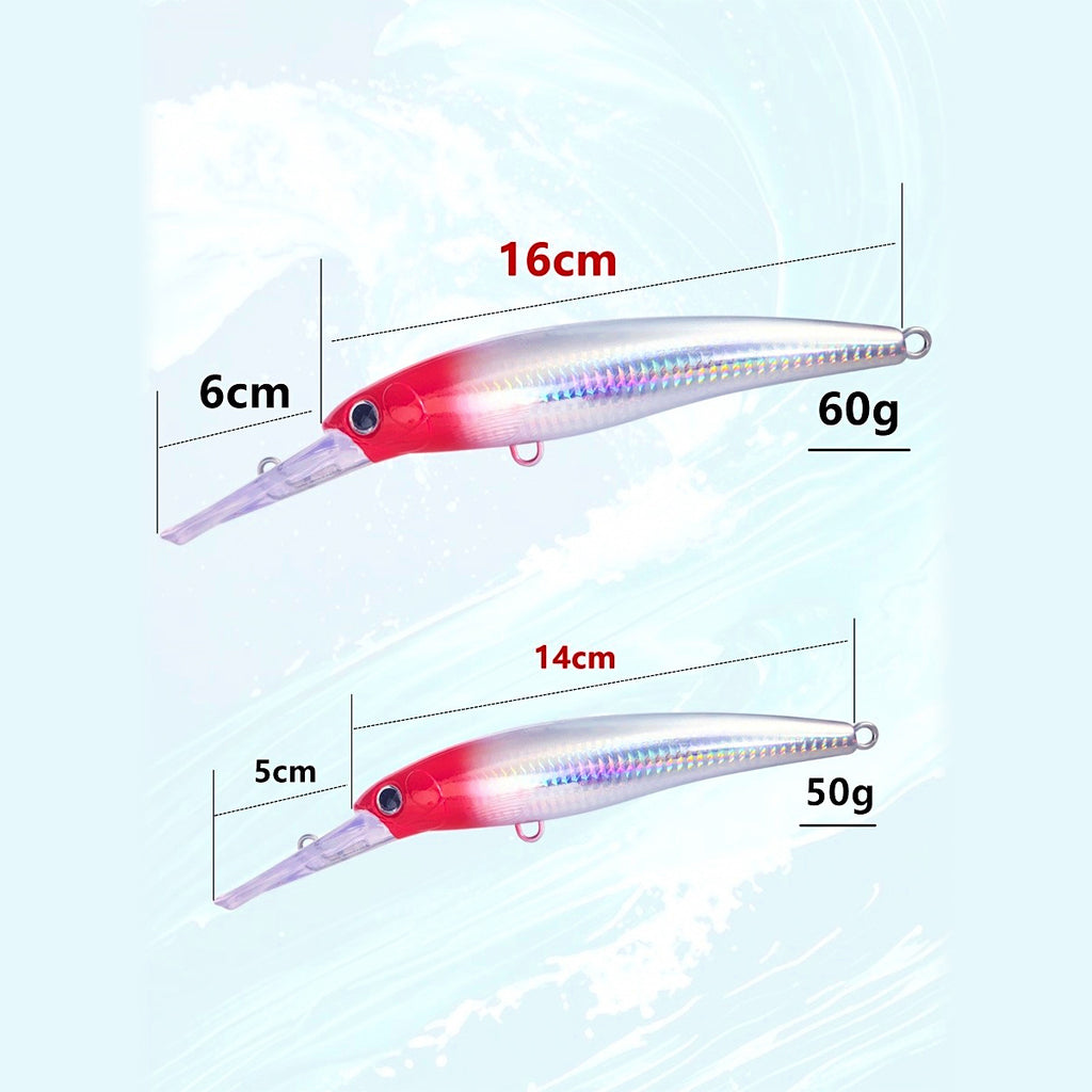 Deep Diving Long Lip Minnow Lure, 35–80 g (1.2–2.8 oz)